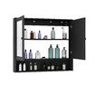 Bathroom Mirror Cabinet Medicine Shaver Shaving Storage Organiser Wall Bath Cupboard Toilet Shelves Furniture Organizer with 2 Doors Black