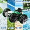 Amphibious Remote Control Car with Self-Priming Water Spray and 360 Degree Stunt Rotation for Pool & Land Play-Green