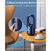 13.8 Inch Bladeless Desk Fan, 6 Speed Modes, Small Bladelss rechargeable fan with 6000mAh Battery, Desk Fan Small Quite for Office, Bedroom, Blue