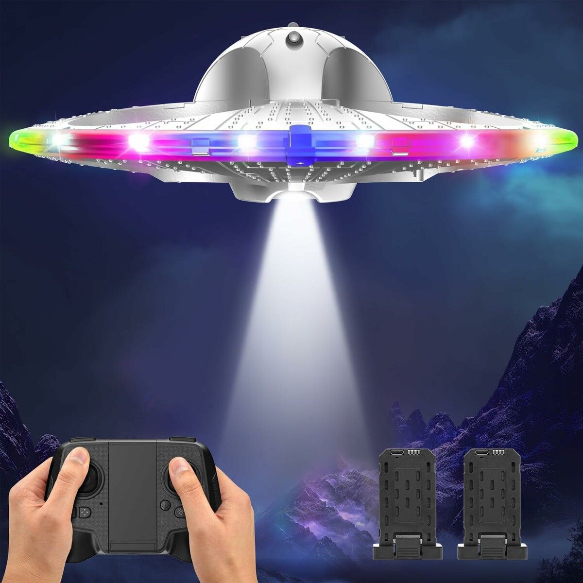 Form Drone RC UFO for Kids and Beginners, Remote Control Airplane with Light, RC Plane Helicopter Quadcopter with Auto Hovering