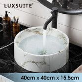 White Bathroom Sink Basin Vessel Wash Bowl Washing Vanity Countertop Above Counter Toilet Bath Hand Modern Round Ceramic 40x40x15.5cm