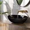 Bathroom Sink Basin Vessel Washing Vanity Bowl Countertop Above Counter Toilet Hand Wash Modern Oval Ceramic Black 41x34x14.5cm