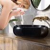 Black Bathroom Sink Vessel Vanity Hand Wash Basin Washing Bowl Above Counter Toilet Bath Countertop Ceramic Modern Oval 48x34x14.5cm