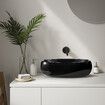 Black Bathroom Sink Vessel Vanity Hand Wash Basin Washing Bowl Above Counter Toilet Bath Countertop Ceramic Modern Oval 48x34x14.5cm