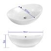 White Bathroom Vessel Sink Oval Basin Above Counter Hand Wash Bowl Vanity Washing Ceramic Countertop Modern Toilet Bath 59x38.5x19cm