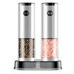 Electric Salt and Pepper Grinder Set Automatic Battery Pepper Mill Shakers Adjustable Coarseness Easy Filling Upgraded Larger Capacity with Led (2 Pack）