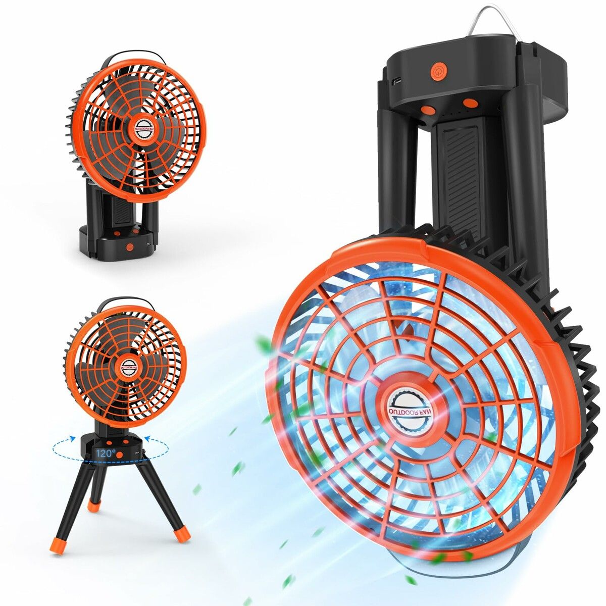 Portable Fan for Camping,Rechargeable Fan with LED Lantern,Oscillating Portable Fan,Quiet Personal Fan for Outdoor and Indoor