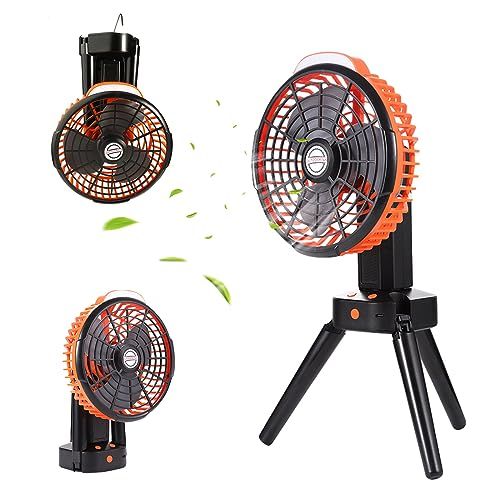 Portable Fan for Camping,Rechargeable Fan with LED Lantern,Oscillating Portable Fan,Quiet Personal Fan for Outdoor and Indoor