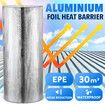 Foil Heat Barrier Window Reflective Insulation Roll Roof Loft Wall Ceiling Attic Cell Radiant Sheet Wrap Thermal Shield Aluminium EPE 10x30m 30sq m