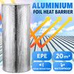 Foil Heat Barrier Reflective Window Roof Insulation Roll Loft Ceiling Wall Cell Attic Radiant Wrap Sheet Thermal Shield Aluminium EPE 10x20m 20sq m