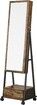 SONGMICS Lockable Jewelry Cabinet Floor Standing on Wheels with Mirror Rustic Brown