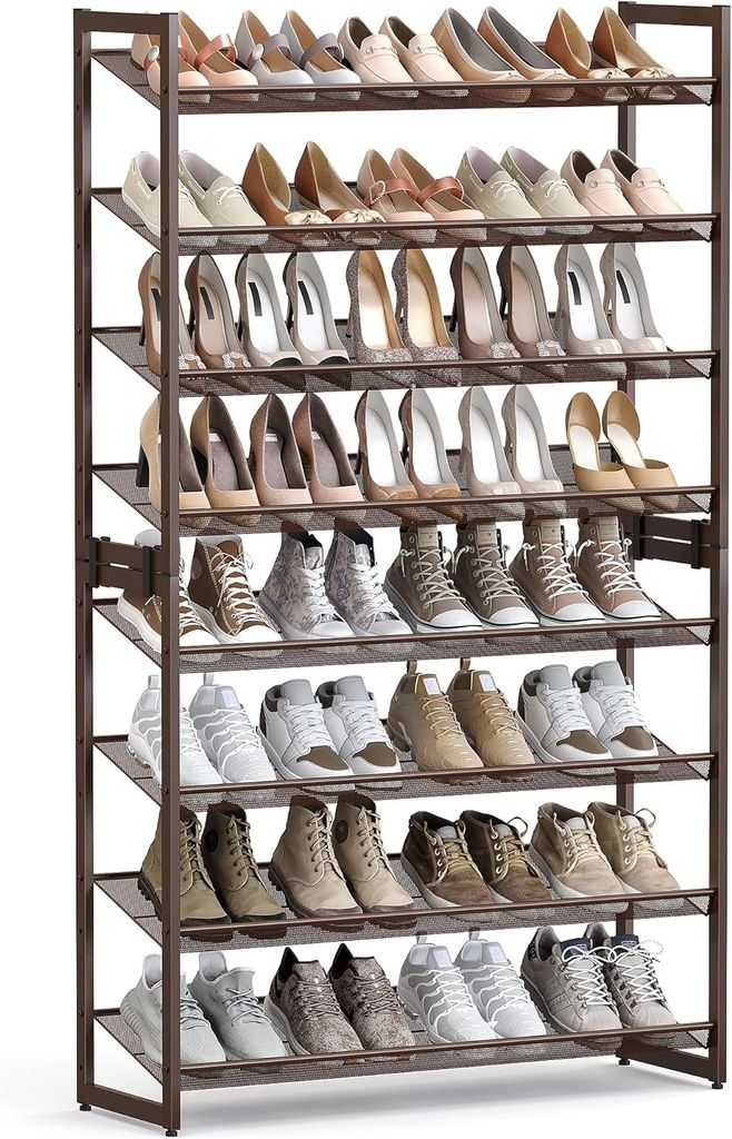 SONGMICS 8-Tier Shoe Rack Storage 32 pairs with Adjustable Shelves Bronze