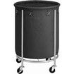 SONGMICS Laundry Basket with Wheels with Steel Frame and Removable Bag Black