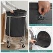 SONGMICS Laundry Basket with Wheels with Steel Frame and Removable Bag Black