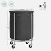 SONGMICS Laundry Basket with Wheels with Steel Frame and Removable Bag Black