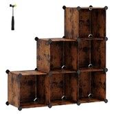SONGMICS 6 Cube Storage Organizer and Storage with Rubber Mallet Rustic Brown