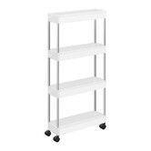 SONGMICS 4-Tier Slide Out Slim Rolling Storage Cart White