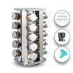 Gominimo Quadrate Rotating Spice Rack Organizer (20 Jars) with Label Sticker and Silicone Funnel