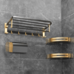 Gominimo Bathroom Wall Mount Black Gold Accessories Set (D)