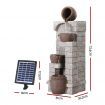 Gardeon Solar Fountain Water Feature  Pot Outdoor Indoor 4-Tier Cascading Brown