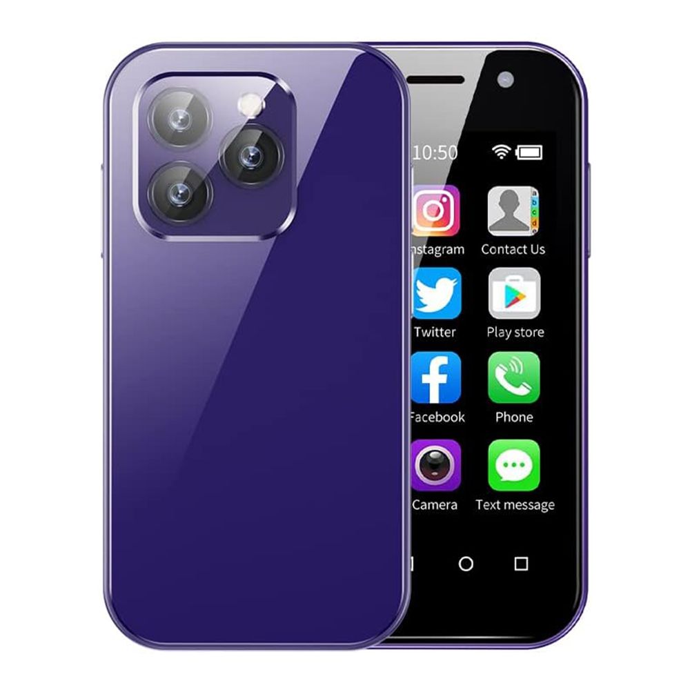 Mini 4G Smartphone Unlocked, 3.0 Inch Dual Sim Quad Core Mini Phone Premium Child Phone Small Phone Student Pocket Cellphone, 2+16GB, Purple