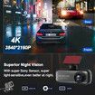 Dash Cam Front Rear 4K Built-in GPS 2.4GHz WiFi with 1.97inch IPS Screen Super Night Vision 24H Parking MonitorDual Lens Car DVR Dashcam