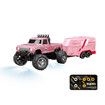 Mini Rc Monster Truck,Mini Monster Trucks,1:64 Scale Monster Truck Remote Control Car with Lights,Mini Rc Truck with Trailer,Mini Drift Rc Car (Pink)