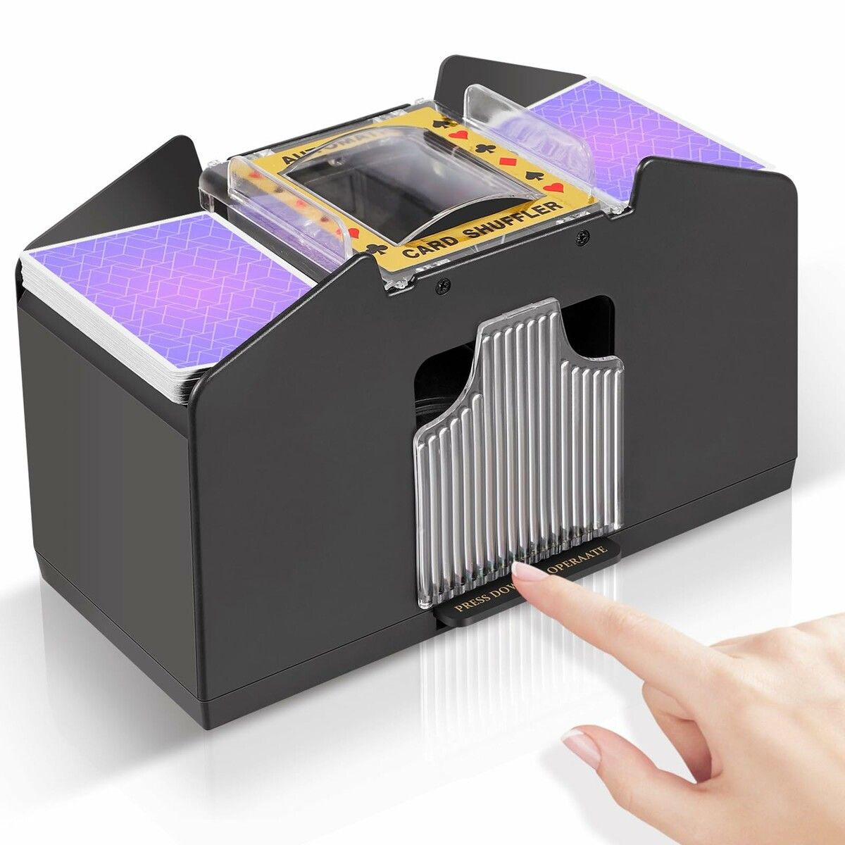 Automatic Card Shuffler,4 Decks,Battery Operated Electric UNO Poker Shuffler,Playing Card Shuffler for Home Card Game,Travel