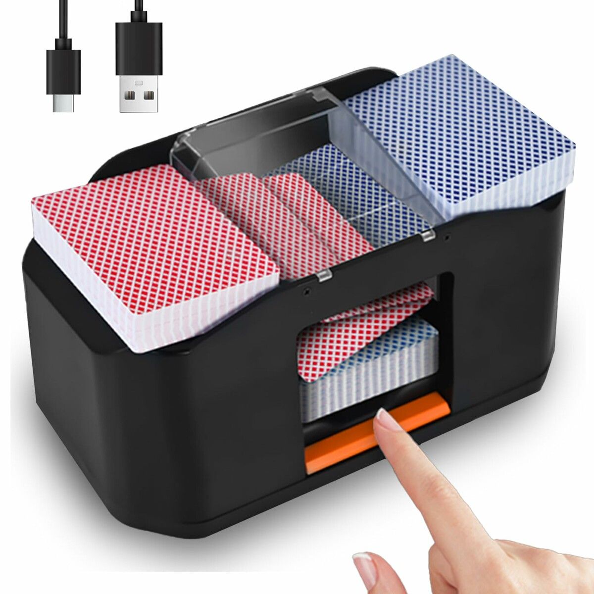 2 Decks Quiet Card Shuffler,Automatic 2000 mAh Rechargeable Electric Shuffler,Playing Cards,Poker,Home Card Games