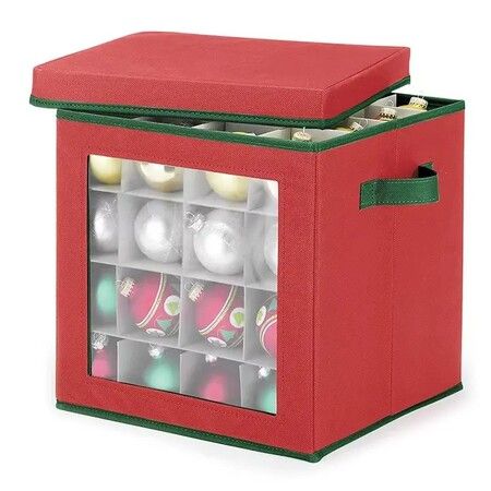 Christmas Ornament Storage Box,  Stores upto 64 Holiday Ornaments, Storage Box Keeps Holiday Decorations Clean and Dry for Next Season