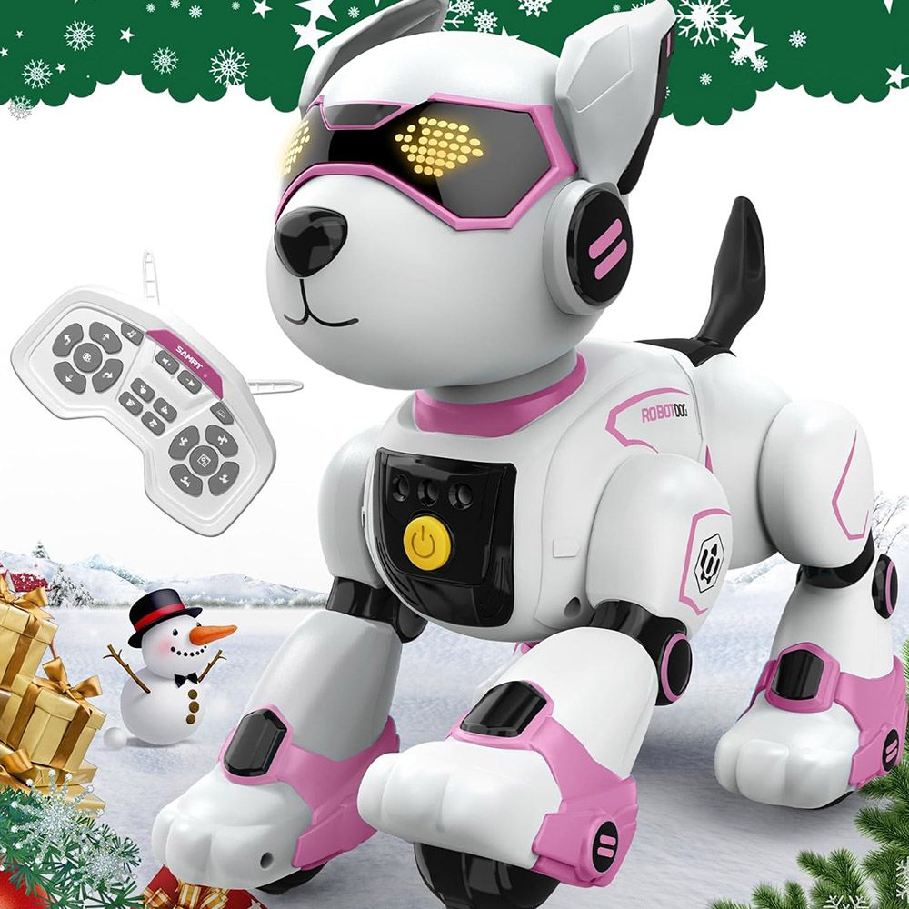 Robot Dog Toy for Kids, Programmable Remote Control Robot Puppy with Voice & Touch Sensors, Dancing & Singing (Pink)