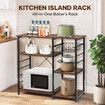 Kitchen Bakers Rack Coffee Bar Table Storage Shelf Cabinet Microwave Stand Dining Utility Organiser Unit for Cutlery Pots Pans with Pull Out Basket