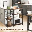 Kitchen Bakers Rack Coffee Bar Table Storage Shelf Cabinet Microwave Stand Dining Utility Organiser Unit for Cutlery Pots Pans with Pull Out Basket