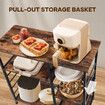 Kitchen Bakers Rack Coffee Bar Table Storage Shelf Cabinet Microwave Stand Dining Utility Organiser Unit for Cutlery Pots Pans with Pull Out Basket