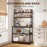 5 Tier Kitchen Storage Shelf Bakers Rack Shelving Unit Coffee Bar Table Organiser Microwave Oven Stand Cabinet Utility Holder for Small Appliances