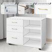 3 Drawer File Cabinet Office Filing Storage Furniture White Modern Rolling Wood Lateral Home Document Organiser Open Shelves for Letter A4 Legal Size