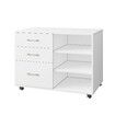 3 Drawer File Cabinet Office Filing Storage Furniture White Modern Rolling Wood Lateral Home Document Organiser Open Shelves for Letter A4 Legal Size