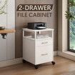 2 Drawer File Cabinet Filing Office Home Storage Furniture Modern White Wood Vertical Rolling Document Organiser Open Shelf for Letter A4 Legal Size