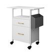 2 Drawer File Cabinet Office Home Filing Storage Furniture White Modern Wood Rolling Vertical Document Organiser Open Shelf for Letter Legal A4 Size