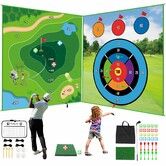 Golf Game Golf Chipping Game,Double Sided Golf Game & Golf Hitting Mat Plus,Indoor Golf Games Practice Mat with 20 Sticky Balls and 10 Darts