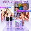 Portable Karaoke Machine with 2 Bluetooth Wireless Microphones and Light Toys Gifts for 3-14 Years Old Girls Boys (Purple)