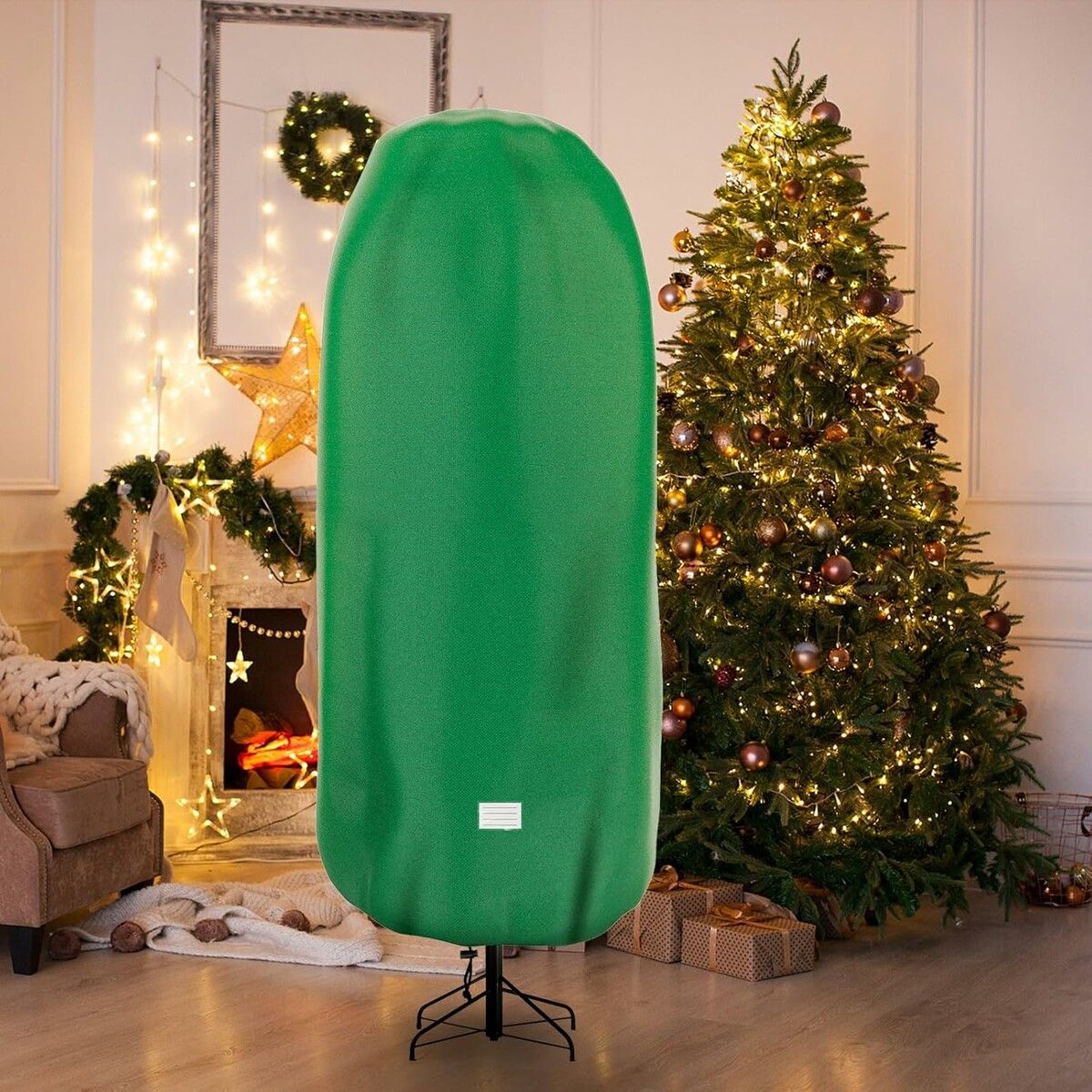 5FT Christmas Tree Storage Cover, Tear Resistant Adjustable 5 FT Christmas Tree Storage Bag for Artificial Tree Standing, Green