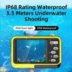 Underwater Camera,4K 48MP Autofocus Waterproof Camera with 16X Zoom Selfie Dual Screens,11FT Compact Digital Camera,Fill Light Camera (YELLOW)