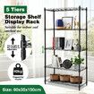 5 Tier Plant Stand Metal Corner Shelf Flower Pot Shelving Unit Bookshelf Tall Storage Display Rack Garden Planter Holder Organizer Heavy Duty Black