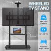 Mobile TV Stand Mount Bracket Trolley 50-98 Inch LED LCD Screen Monitor Television Cart with Media Storage Shelf Wheels Adjustable Freestanding Black