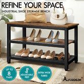 ALFORDSON Shoe Bench Storage Rack Industrial 3 Shelves