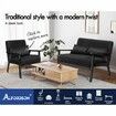 ALFORDSON Wooden Armchair 2 Seater Sofa Fabric Lounge Chair Accent Couch Seat Black