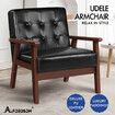 ALFORDSON Armchair Wooden Lounge Accent Chair PU Leather Seat Sofa Couch Black