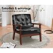 ALFORDSON Armchair Wooden Lounge Accent Chair PU Leather Seat Sofa Couch Black
