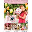 Upgrade Digital Camera,56MP FHD 1080P Camera with 16x Zoom Anti Shake,Kid Camera with 32GB TF Card,Two Batteries,Compact Small Camera (Pink)